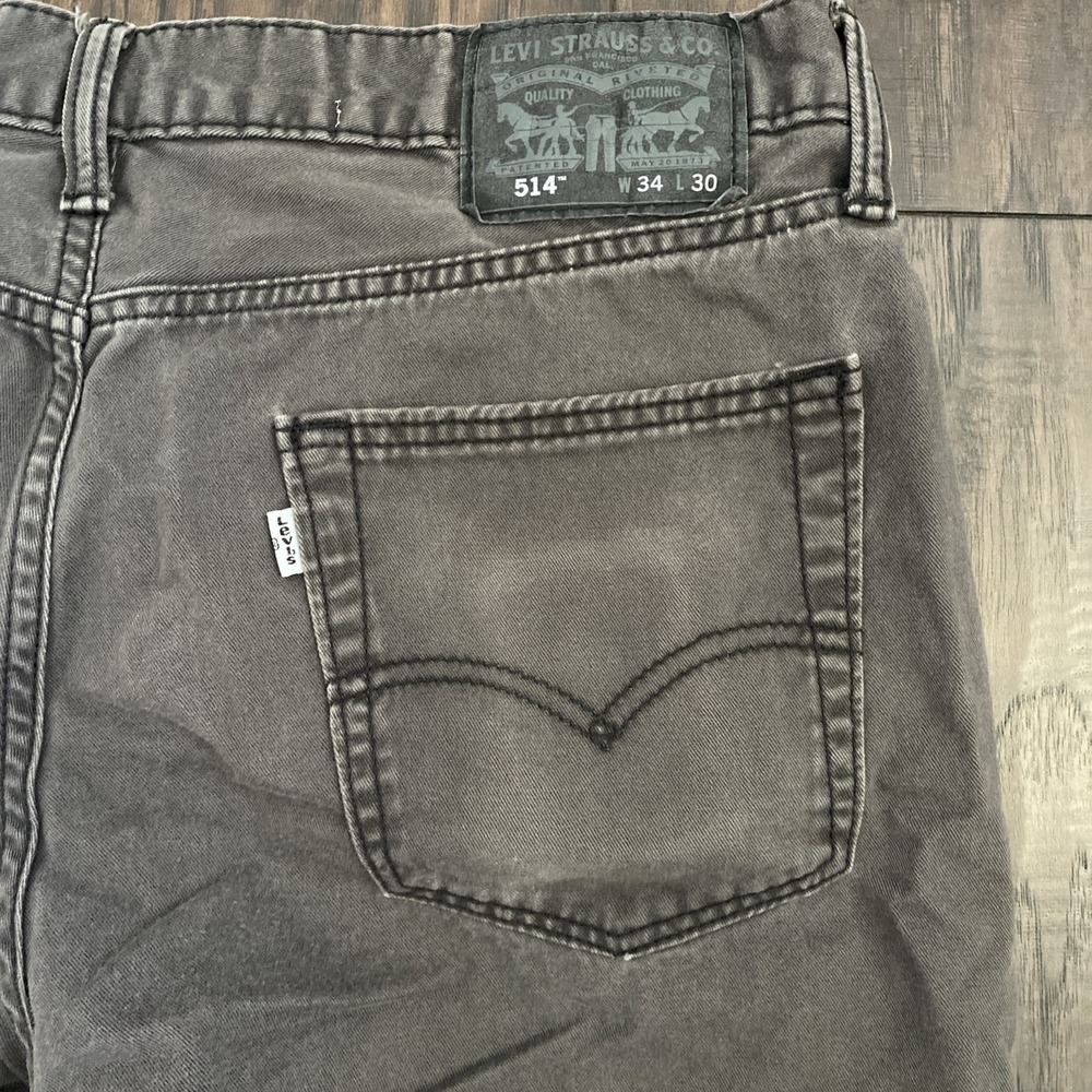 Levis 514 Jeans Mens 34x30 Black/Gray Straight Leg Denim Pants Classic